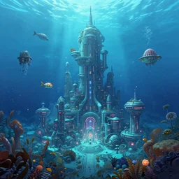 beautiful underwater futuristic city, trending on artstation
