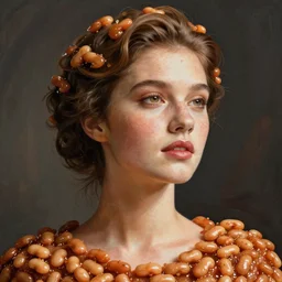 Female Portrait, made of baked beans.