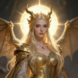 dragon priestess portrait by sylvain sarrailh, anato finnstark, artstation, radiant halo of light, photorealism