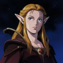 portrait of female elf space queen, night sky background, beautiful! coherent! by brom, by brian froud, deep color, strong line, high contrast