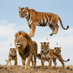 jobruihwf lion feojiofe alnsouir sihsiw iosneio 1 8 9 4 7 8 4 with eruihfe tiger aiwod in the sky, in the style of joseph mazionion