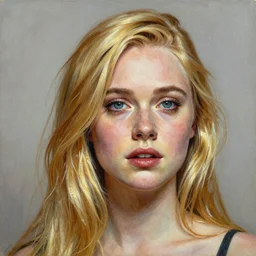 ultra realistic head and shoulders portrait painting of elle fanning in prey, art by frank frazetta, 4 k, ultra realistic, highly detailed, epic lighting