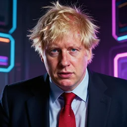 beautiful portrait of boris johnson, art by wlop and artgerm and liam wong, cyberpunk, neon, intricate details, trending on artstation, sharp focus, caustics, octane render, radiant light, 4 k