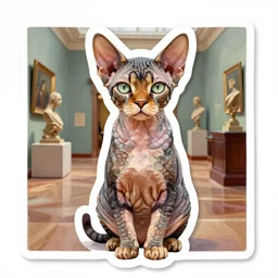 sphinx cat, symmetrical, digital art, high quality, illustration, museum, oil painting, sticker,