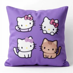 purple pillow with kitties on it