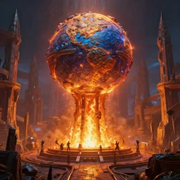 beautiful digital fantasy illustration of the forge of worlds, high detail texture, unreal engine, 8k, vivid, intense, Photographic quality, ultra hyper realistic quality, 8k definiton, hyper-realistic, cinematic, cinematic lighting