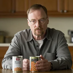 walter white looking longingly at a can of beans
