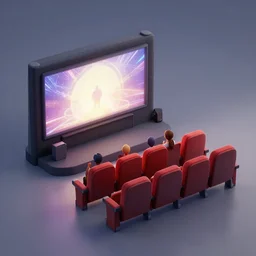 the cinema, isometric 3 d render by chris labrooy, artstation, photorealism, rendered in unreal engine, artstation hq, physically based rendering