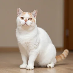 white and orange turkish van cat doing a t - pose