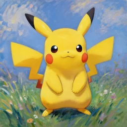 pikachu in Claude Monet art stlye