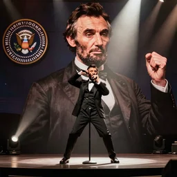 linkin park promo shot with president abraham lincoln rapping on the mic