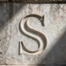 uppercase letter S, carved in stone, roman inscription, trajan, detailed, trending dribbble, behance