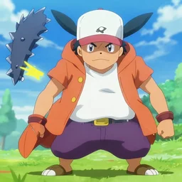a still from pokemon ash ketchum as chainsaw man