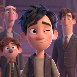 Lofi portrait, Pixar style by Joe Fenton and Stanley Artgerm and Tom Bagshaw and Tim Burton, wink