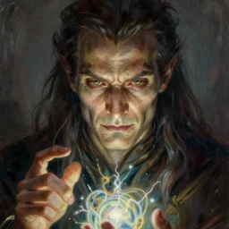 close - up portrait of evil alchemist - fantasy painting, magic spell, highly detailed, by frank frazetta, keith parkinson and greg rutkowski and aleksandra skiba
