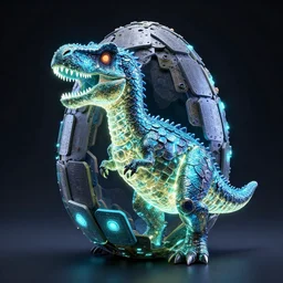 tron dinosaur egg made up of glowing electric scales and plates. cinestill