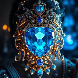 photo of princess of sapphire, sad, glowing, ornate and intricate blue jewelry, jaw dropping beauty, glowing background lighting, blue accent lighting, hyper detailed, award winning photography, 4 k octane render