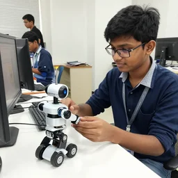 “IIT student working in Centre for Innovation creating a robot”