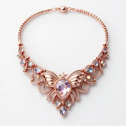 a beautiful detailed necklace made of rose gold glowing in sparkles with heavenly notes Neo Rococo, highly detailed sailor moon aesthetic, fantasy, intricate, elegant, highly detailed, digital painting, artstation, concept art, matte, sharp focus, illustration, Maximalism Artgerm and Greg Rutkowski and Alphonse Mucha