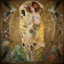 a beautiful intricate beatutifull woman with birds, ultra - wide angle, baroque, elagant, highly detailed, photorealistic, flowers, octane render, 8 k, unreal engine, by william turner, by victo ngai, by alphonse mucha, by gustav klimt, by moebius, hd, trending on artstation, hyper detailed, muted intense colors