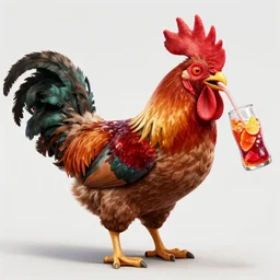 rooster drinking fanta, highly detailed dota 2 concept art