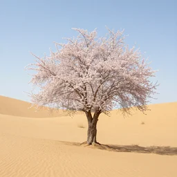 a desert with cherry blossom