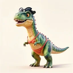 Dinosaur wearing a bikini, pin up style poster