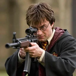 harry potter aiming down the sights of an m 1 6 rifle, movie still frame