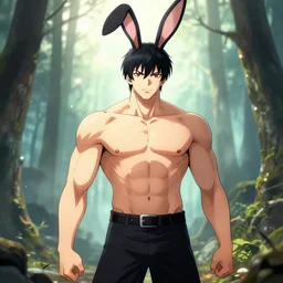 nanachi from made in abyss with rabbit ear, with macho body