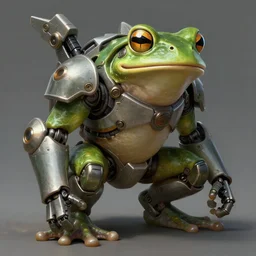 a mech suit for frogs, diffuse lighting, fantasy, highly detailed, photorealistic, digital painting, artstation, illustration, concept art, smooth, sharp focus, in the style of tom bagshaw
