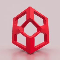 red cube with a hole in the shape of a triangle, concept art
