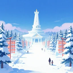 snow festival yuki matsuri, epic retrowave art, trending on art station