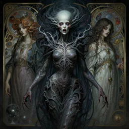 symmetry!! portrait of female, cosmic horror, lovecraftian horror, intricate, horror!! highly detailed, digital painting, artstation, concept art, smooth, sharp focus, illustration, art by artgerm and greg rutkowski and alphonse mucha and junji ito, 8 k