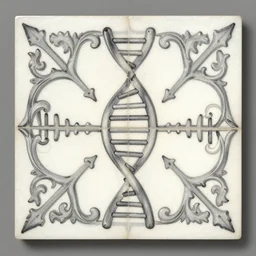 an ornate floor tile depicting DNA as the theme, single tile