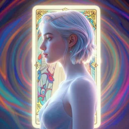 side portrait, imogen poots paladin, gloomhaven, soft, smooth, luminescent, art nouveau tarot, backlit glow, colorful swirly ripples, fashion, gaudy colors, aesthetic octane render, unreal engine, 8 k, by greg rutkowski, jesper ejsing, rhads, ilya kuvshinov, cushart krenz