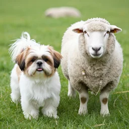 a shih tzu mixed with a male sheep