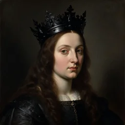 The portrait of Lady in black wax crown by Guido Reni, dark fantasy, witcher, very detailed oil painting, masterpiece, 8k