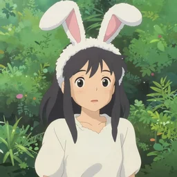 Cute anime girl with bunny hat in the style of Makoto Shinkai, Kazuo Oga and Clamp