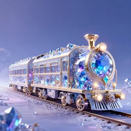 train made of crystal gems, fantasy art