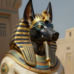anubis, egyptian god of death, close - up portrait, powerfull, intricate, elegant, volumetric lighting, scenery, digital painting, highly detailed, artstation, sharp focus, illustration, concept art, ruan jia, steve mccurry