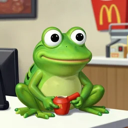 pepe the frog working at mcdonalds by norman rockwell