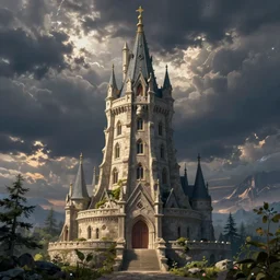 The great wizards tower, painted landscape, artstation, digital art