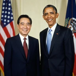 Takashi Iizuka meets Barack Obama, 1968 photo