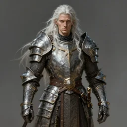 barbarian, plated armor!!! long wild white hair!! fully clothed!!! fantasy, d & d, intricate ornate details, digital painting, pretty face!!, symmetry, concept art, sharp focus, illustration, art by artgerm! greg rutkowski magali villeneuve wlop! ilya kuvshinov!!, octane render