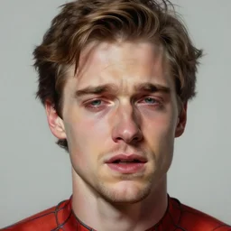 beautiful painting by jeremy mann, portrait of tobey maguire as spider - man crying, absurdly beautiful, elegant, ultrafine hyperrealistic detailed face illustration by wlop and artgerm and greg rutkowski, alphonse mucha, frank franzetta, craig mullins, intricate linework, sharp focus, smooth, octopath traveler, final fantasy, unreal engine, dramatic lighting, ethereal, 8