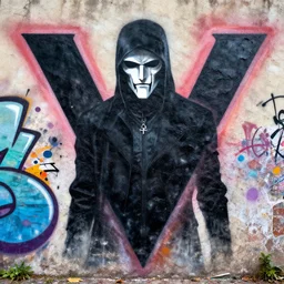V from V of Vendetta as a grafitti