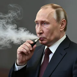 vladimir putin vaping, created by hasui kawase, super - detailed, a lot of tiny details