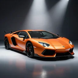 lamborghini aventator in dark orange metallic, bright spotlight, hyperdetailed, 8k