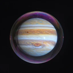 soap bubble looking like jupiter, 3 5 mm photohraphy