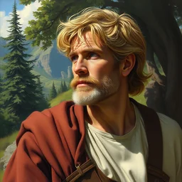 a portrait of a character in a scenic environment by tim hildebrandt
